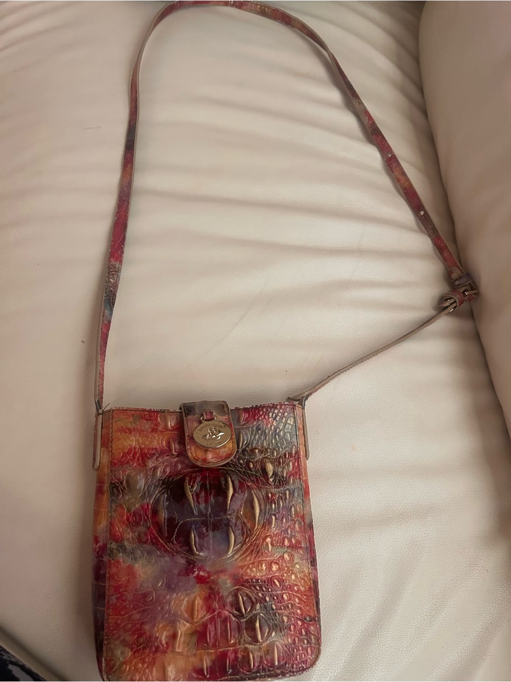 Colorful Croc-Embossed Leather Crossbody Bag - Multicolor